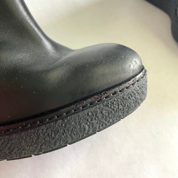 Moncler Women's Black Leather Wedge Ankle Boots Size 37 / US 6.5 - Picture 7 of 10
